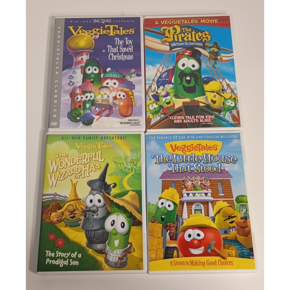 Veggie Tales Lot of 4 DVD VeggieTales For Kids Christian‎ Videos New And Used